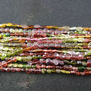 4x4mm Taille 13 Pierres Multi Tourmaline Faceted Coin Beads Brillant Poli Gemstone Perles en vrac Catégorie de produit Perles de pierre - Product Image 1