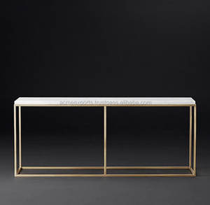 Modern Gold Metal <b>Console</b> <b>Table</b> with White <b>Marble</b> <b>Top</b> Sleek Design Perfect for Entryway Living Room or Office Decor - Product Image 1