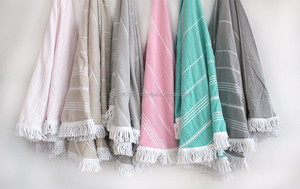 Serviettes turques rondes pour la plage ou la maison-Collection RPT-ECRU-BEIGE RPT 100% coton - Product Image 2