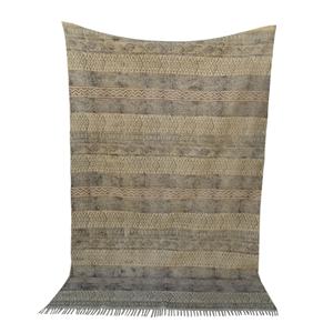 Alfombra de algodón tejida a mano de tamaño grande de 5x8 pies al por mayor alfombra hecha a mano con estampado de bloque de madera abstracto Dhurrie teñido vegetal antiguo - Product Image 4