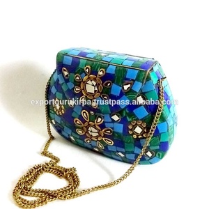 Mosaic Indian Style Bohemian Messenger <b>Bags</b> Luxury Evening Metal <b>Clutch</b> <b>Bags</b> Women's Boho Wedding Handmade Purse <b>Pearl</b> Frame - Product Image 4