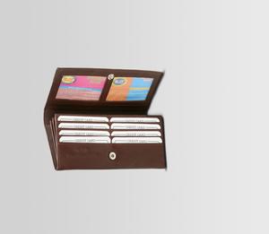 Long and Compact Lady Card <strong>Wallet</strong> Portable Leather with Polyester <strong>Lining</strong> and Button Closure - Product Image 4