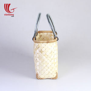 Sac de plage vintage élégant en bambou pour femmes sac à main d'été en gros avec deux poignées fermeture ouverte fabriqué au Vietnam - Product Image 3