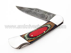 Grandsharp — couteau pliant à lame de damas fait à la main avec housse en cuir de vache (SMF09), utilitaire, couteaux Sm en acier, damas serrure à dos OEM 3 Mm PK - Product Image 5