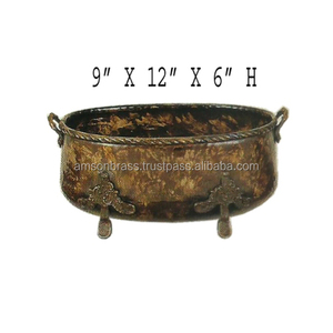Macetero antiguo de aluminio para interior/exterior, Metal - Product Image 4