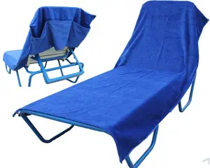 long Beach游泳池躺椅毛巾盖上口袋个性化标志安装沙滩巾的躺椅