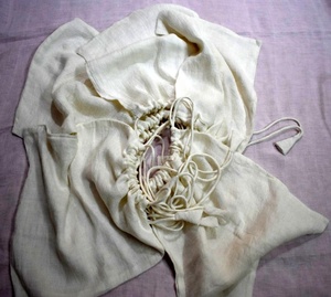 Sac à cordon en lin 100% en lin rayé - Product Image 1