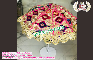 Deslumbrante paraguas para las bodas indias tradicional indio paraguas para Mehndi etapa hecho a mano bordado paraguas pared - Product Image 5