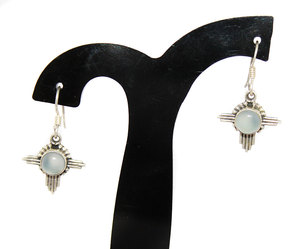 Memoria Jewels - Pendientes Colgantes de Plata de Ley 925 con Hermosa Calcedonia Aqua y Cruz Vintage para Niñas - Product Image 4