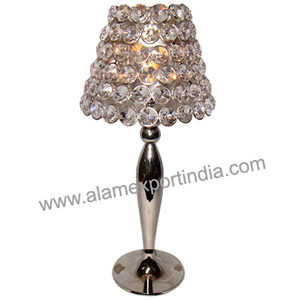 Nouvellement conception chambre à coucher cristal lampe de table T support de lumière métal aluminium argent fini pour hôtel et décoration de chambre à la maison - Product Image 1