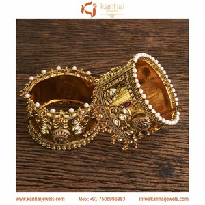 Bracelets larges ouvrables avec placage or 18634 Rubis vert - Product Image 2