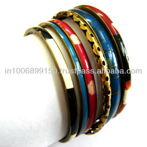 ชุดกำไลข้อมือแฟชั่นทองเหลืองและเรซิ่นหลากสี - Product Image 2