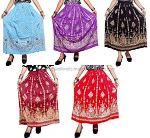 Handmade เลื่อมทำงานกระโปรงเรยอน Hippie Belly Dance กระโปรงพิมพ์กระโปรง - Product Image 1