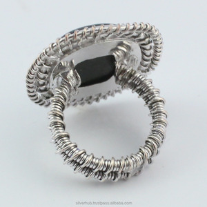 Nueva tendencia 925 forma de cojín de plata esterlina vidrio dicroico envoltura de alambre de piedras preciosas anillo hecho a mano Joyería Al por mayor proveedor ODM - Product Image 3