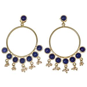 Bông Tai Bạc Sterling Mạ Vàng Đá Quý Thiết Kế Truyền Thống Ấn Độ Với Đá Ngọc Bích Màu Xanh Trang Sức Tinh Xảo Bông Tai Bán Buôn - Product Image 1