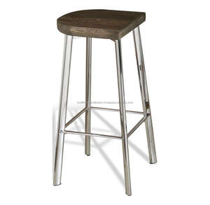 At Reasonable Prices Metal <b>Stool</b> for Home Decoration Stainless Steel <b>Stool</b> Wooden Top Indoor Outdoor Furniture - Product Image 1