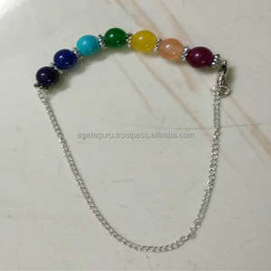 Sept perles de cristal Chakra Anklet bijoux faits à la main - Product Image 1