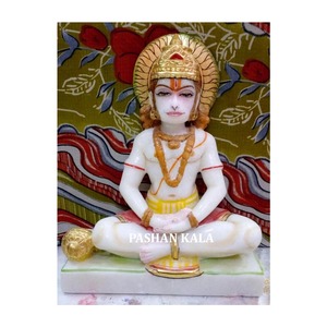 Escultura de mármol Blanco clásico, estatua Hanuman - Product Image 1