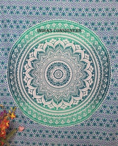 Tapisserie Ombre Mandala Vert Couleur Coton Literie Taille Jumelle Couvre-lit Tenture Murale Décor À La Maison À La Main Par Des Expéditeurs Indiens - Product Image 3