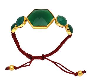 Top Design à la mode vert Onyx pierres précieuses fileté à la main 925 Sterling bijoux en argent massif charme bracelets de mode pour les femmes - Product Image 2