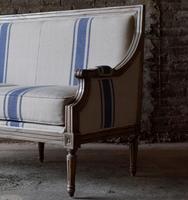 St. Germain Französisch Stil Blau Streifen Leinen Louis XVI Sofa Möbel