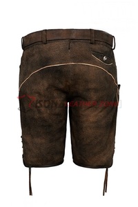 Shorts en cuir suédé marron unisexe, style traditionnel autrichien Trachten Dirndl Lederhosen, brodés, coupe-vent et anti-plis - Product Image 2