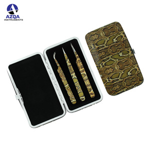 Ensemble de pinces à cils professionnelles en acier inoxydable recouvert de papier, 3 pièces, kit de pinces à cils pour extensions de cils, pour usage beauté - Product Image 5