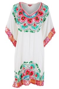 เดรสสั้นคลุมชายหาด คอวี แต่งลูกไม้ แนวโบฮีเมียน ลายแมนดาลา ปักลายสวยงาม สไตล์คลาสสิก สำหรับผู้หญิง ขายดีช่วงซัมเมอร์ - Product Image 4