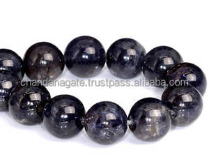 Perles de pierre perles d'iolite bleue bijoux en pierre collier de cristal de guérison pierres précieuses lisses en vrac perles de cristal naturel grossiste - Product Image 3