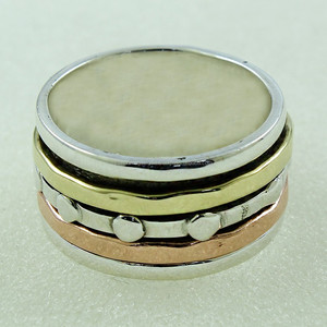 แหวนเงินสปินเนอร์สามโทน92.5แหวนเงินสปินเนอร์ที่น่าดึงดูดเครื่องประดับเงินผู้จำหน่ายอินเดีย - Product Image 3