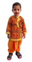Ensemble traditionnel indien pour garçon, Kurta Dhoti imprimé Om, safran, costume Dhoti, vêtements pour enfants, bébé, robe ethnique, Kurta imprimé Om