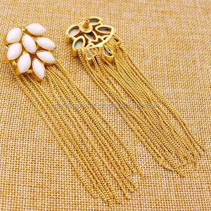 White Quartz Cutting Marquise Shape Long <b>Tassel</b> Chain Handmade Beautiful Jewelry <b>Earrings</b> - Product Image 2