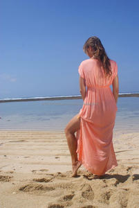 Fabricants de vêtements indiens Robe maxi bohème brodée à épaules dénudées pour l'été Robe ample chic bohème Robe de plage - Product Image 3