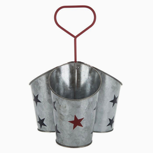 Soporte para utensilios de 3 tazas de metal de estaño galvanizado con estrellas - Product Image 1