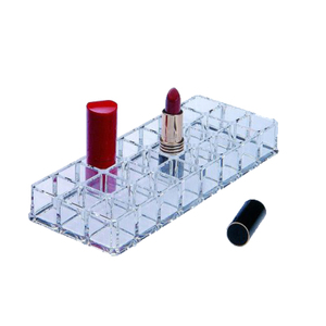 Boîte à rouge à lèvres rectangulaire en acrylique transparent moulé par injection à 24 compartiments pour le rangement du maquillage - Product Image 1