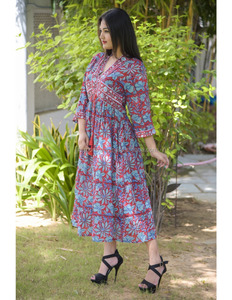 Vestido largo de algodón con estampado floral para mujer, ropa informal - Product Image 3