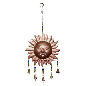 Sheet Sun Face พร้อมกระดิ่งแขวน5ชิ้น,กระดิ่งแผ่นเหล็กและกระดิ่งลมสำหรับตกแต่งบ้านและสวนกลางแจ้ง - Product Image 1