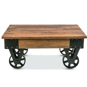 TABLE basse rectangulaire industrielle, avec roulettes, décoration de salon, meilleur prix, usine - Product Image 1