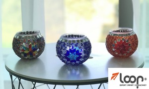 Support de bougie en verre mosaïque traditionnel fait à la main de haute qualité 10CM Marque Loop pour la décoration de la maison - Product Image 4