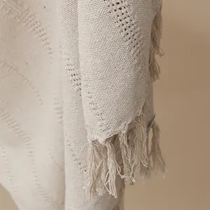 Wholesale Summer Fashion Cotton Knitted Blanket Cheap Soft White Throw Blanket White Throw at best price - Product Image 1