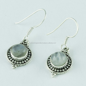 Boucles d'oreilles pour femme, boucles d'oreilles de forme ronde, en pierre de lune arc-en-ciel, Design strava, en argent Sterling 925 - Product Image 2