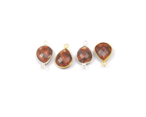 Jaspe de plata de ley hecha a mano, piedra preciosa natural, bisel facetado en forma de pera para conector bohemio, joyería chapada en oro para - Product Image 5