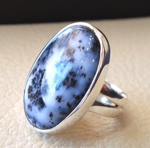 Wholesale Custom Handmade Dendritic Agate 925 Sterling Silver Fine Statement <b>Ring</b> Unique Design Natural Dendritic <b>Opal</b> Oval <b>Ring</b> - Product Image 2