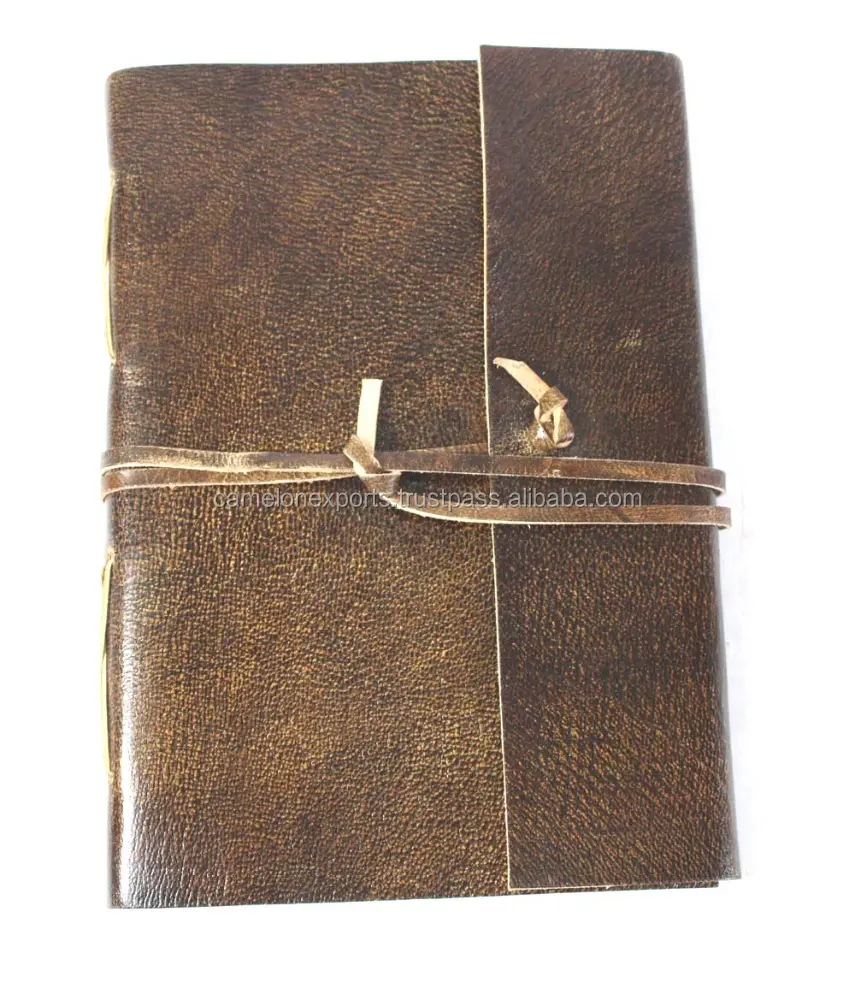 Винтажный дизайн, светло-коричневый цвет, переработанная хлопковая бумага ручной работы с соответствующими кожаными нитками, кожаный журнал