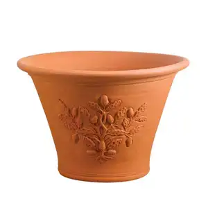 Embossed Terracotta ตกแต่งดอกไม้เครื่องปั้นดินเผาหม้อ