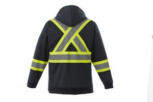 Chaqueta con capucha de seguridad con contraste de alta visibilidad, cinta reflectante impermeable y a prueba de viento, poliéster transpirable y fluorescente antiestático - Product Image 3