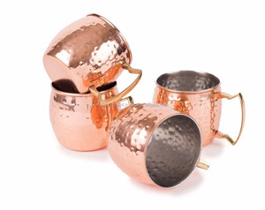 Wholesale 16 oz Ceramic Cups New Hammered Nickel Polished Copper Tumblers and <b>Mugs</b> - Product Image 1