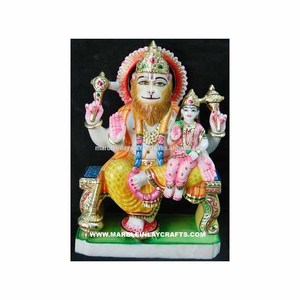 Estatua de Narasimha Religiosa Pintada en Mármol (Material de Piedra) - Product Image 1