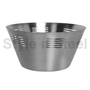 Stainless Steel <b>Metal</b> Wire Bread Food <b>Basket</b> for Breads Desserts Conical Bread <b>Basket</b> With Strip Punching Design - Product Image 1