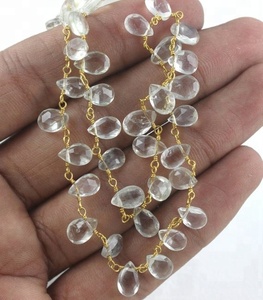 Buena calidad Natural forma de pera amatista verde 92,5 plata 5-7MM chapado en oro Rosario cadena collar joyería fabricación al por mayor - Product Image 4